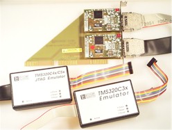 MIRAGE-510DX emulator with two UECMX modules installed and MPSD and JTAG pods attached