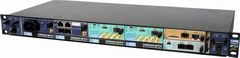 Modular TORNADO-RxMTCA® radio-monitoring system with high-performance DSP comprising two F/S TORNADO-ARX1® radio-processing AMC-modules, M/S TORNADO-A6678® AMC-module and T/AX-DSFPX network AMC-module in 19" 1U 6-slot MicroTCA® chassis with 10GbE backplane switch