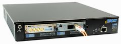 TORNADO-mMTCA® modular DSP mini system with TORNADO-A6678/FMC® AMC-module, FMC A/D mezzanine module, and T/AX-DSFPX network AMC-modules in 2-slot MicroTCA® mini-chassis with passive backplane