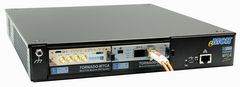 TORNADO-mMTCA modular DSP mini system with TORNADO-A6678/FMC AMC-module, FMC A/D mezzanine module,  and  T/AX-DSFPX network AMC-modules in 2-slot MicroTCA mini-chassis with passive backplane