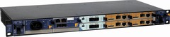 TORNADO-MTCA® modular DSP system with four M/S TORNADO-A6678® DSP AMC-modules and two T/AX-DSFPX network AMC-modules in 19" 1U 6-slot MicroTCA® chassis with 10GbE backplane switch