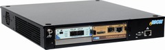 Mini TORNADO-mMTCA® Modular DSP/FPGA System with T/AX-DSFPX network AMC-module and F/S TORNADO-A6678® DSP/FPGA AMC-module in 2-slot Mini MicroTCA® chassis with passive backplane (click to enlarge)
