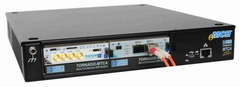 TORNADO-mMTCA® modular DSP mini system including TORNADO-AZ/FMC AMC-module with FMC-submodule and T/AX-DSFPX AMC-module with 10GbE SFP+ ports all installed into dual-slot MicroTCA® mini chassis with passive backplane
