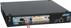 TORNADO-mMTCA® modular DSP mini-system including TORNADO-AZU+/FMC+ AMC-module with AD/DA FMC-submodule and T/AX-DSFPX AMC-module with 10GbE SFP+ LAN/WAN ports, all installed into dual-slot MicroTCA® mini chassis with passive backplane